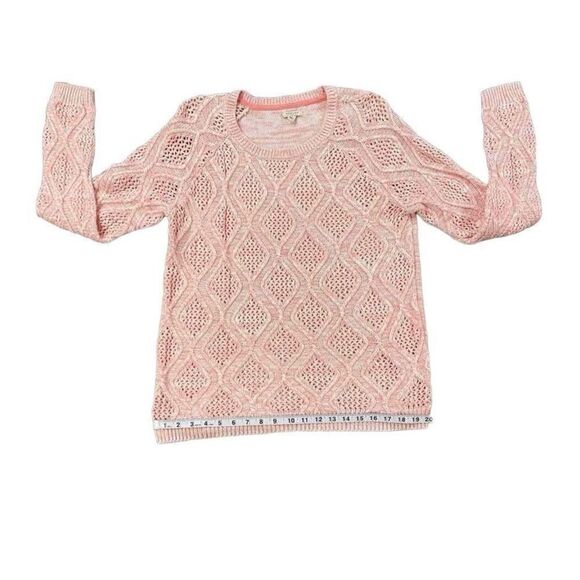 Sonoma Goods For Life Pink Marled Cable Knit Damask Pattern Sweater Size Large - Picture 8 of 12
